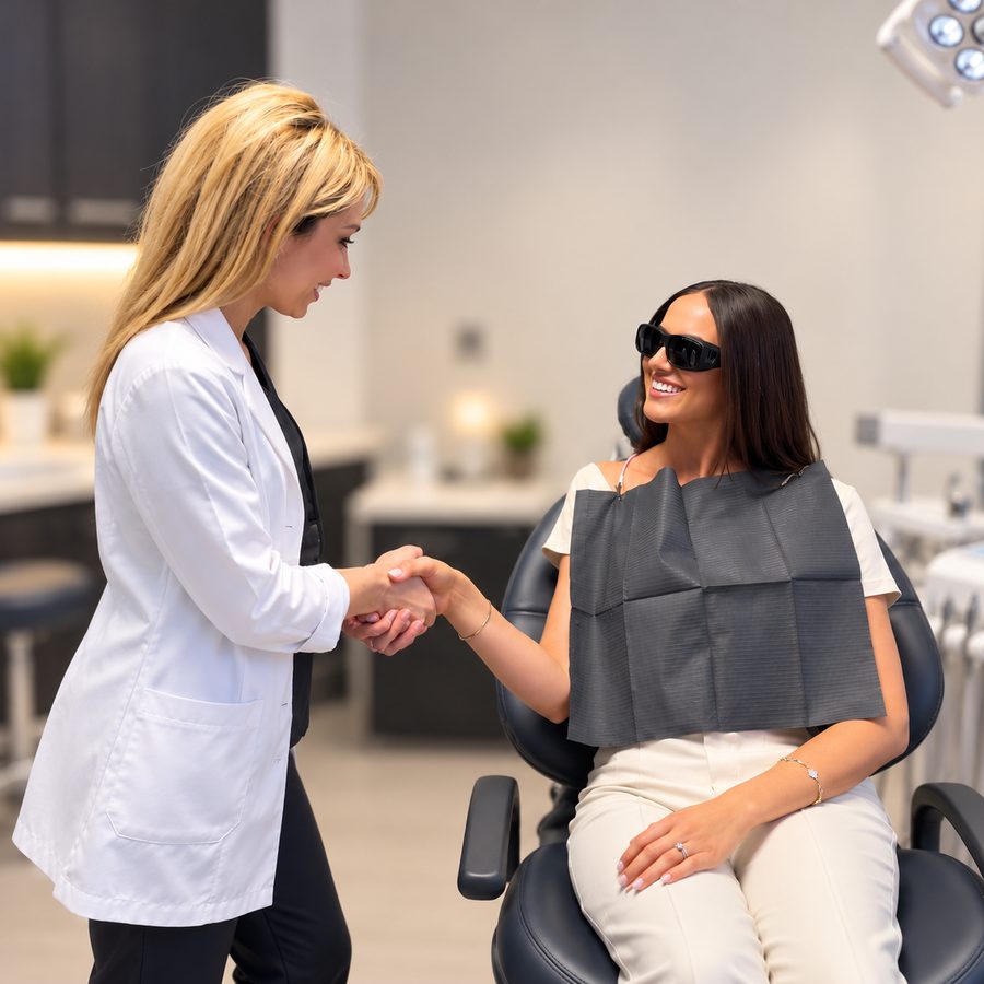 A TruGlo Calabasas dentist welcoming a patient